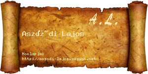 Aszódi Lajos névjegykártya